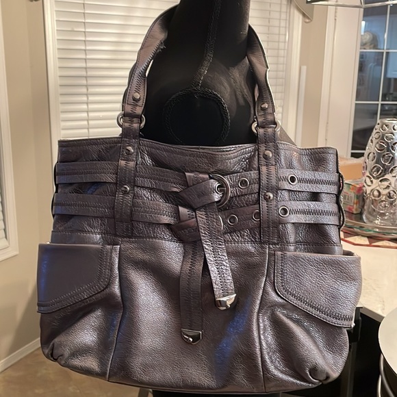 84. B t Shoulder Silver Shoulder Leather Bag  with unique buckle ties - Picture 2 of 16